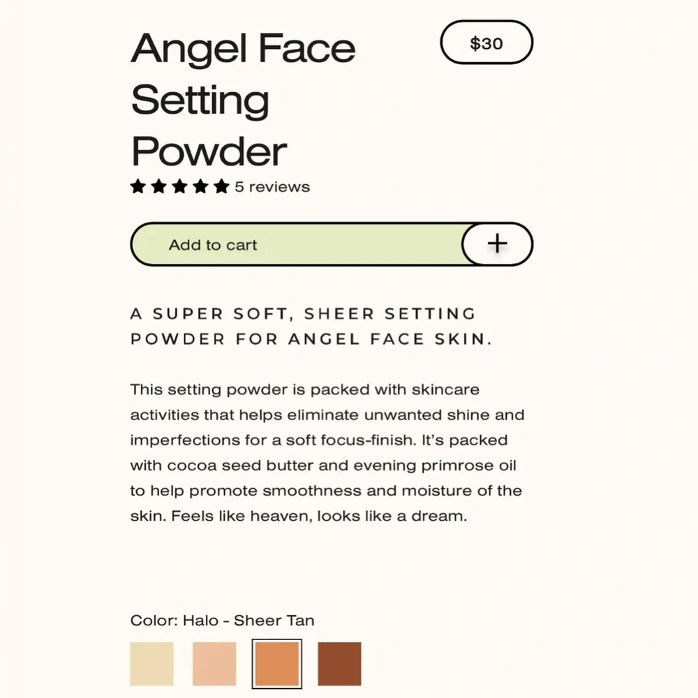 TYS Beauty HALO Angel Face Setting Powder | NEW | Sheer Tan | Skincare Infused